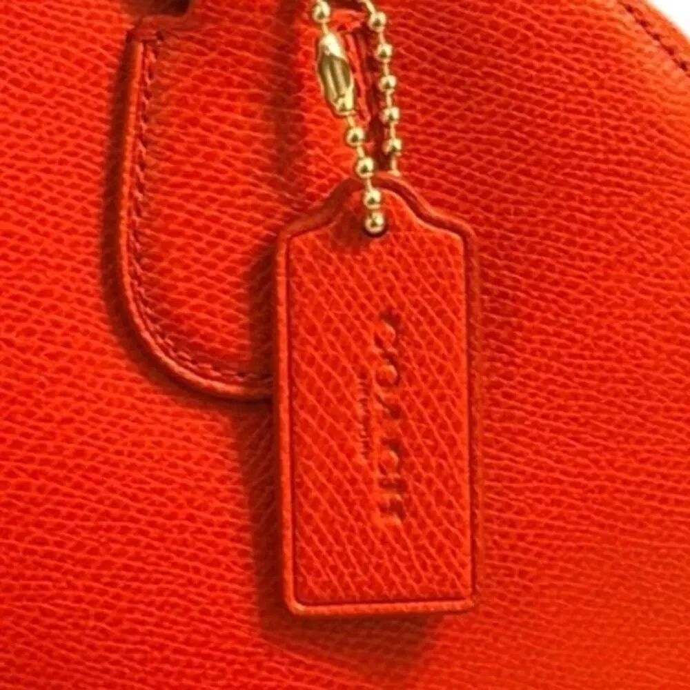 Coach Cora Dome Satchel Crossbody Bag Orange Red Saffiano Leather EUC